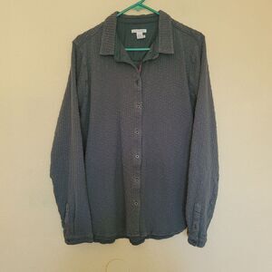 Carbon 2 Cobalt Mens Slubbed Textured Button Down Size XL Dark Green Long Sleeve